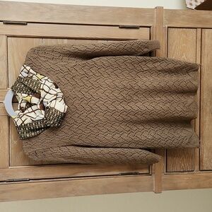 🎁Debbie Morgan - Rounded Collar Knit Sweater- Brown - sz L